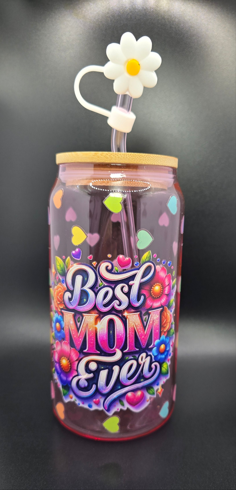 Mother's Day Pink "Best Mom Ever" Glass Tumbler