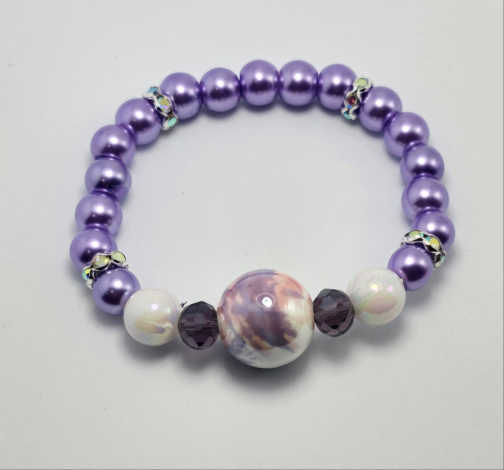 Purple Bracelet with multi colored charm