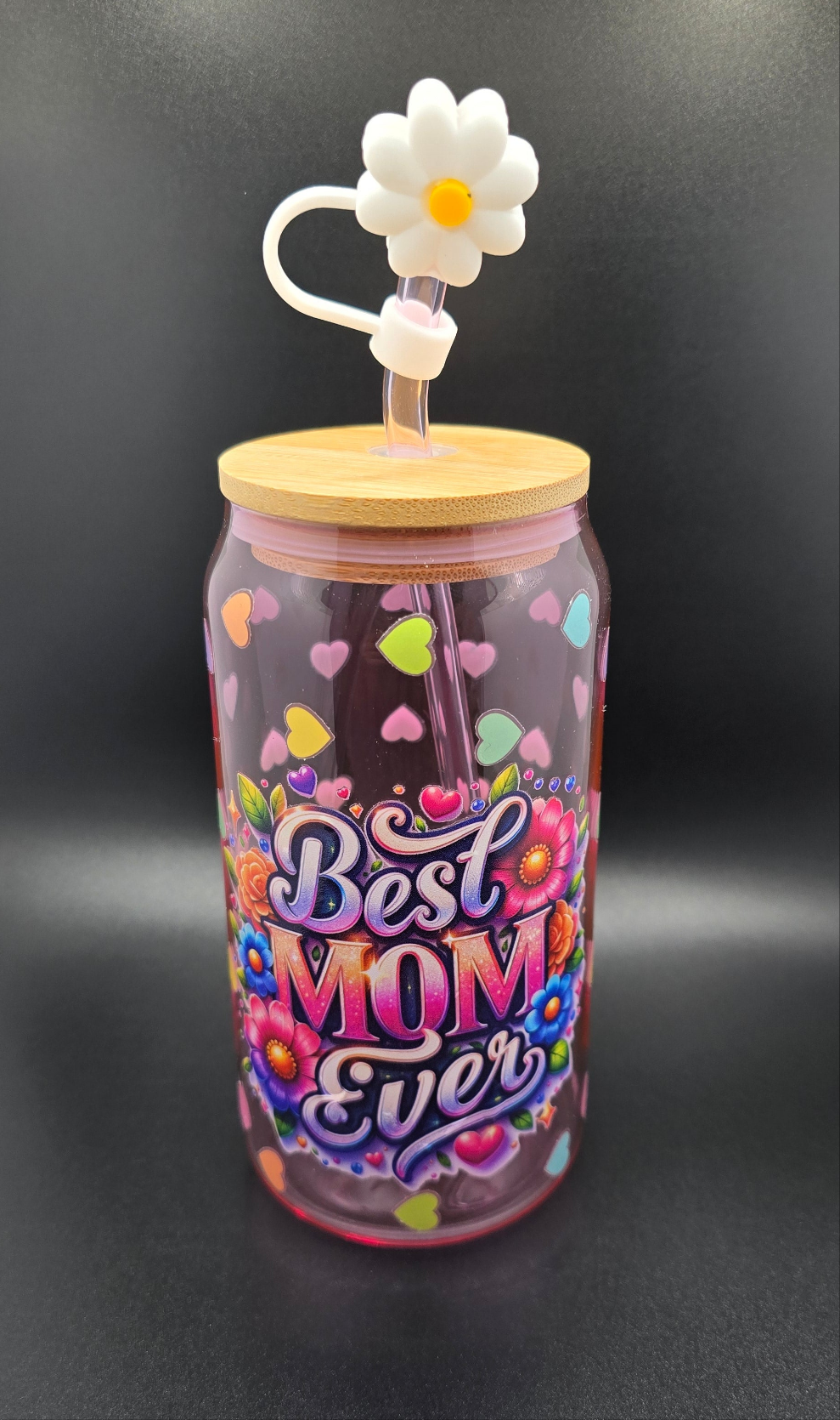 Mother's Day Pink "Best Mom Ever" Glass Tumbler