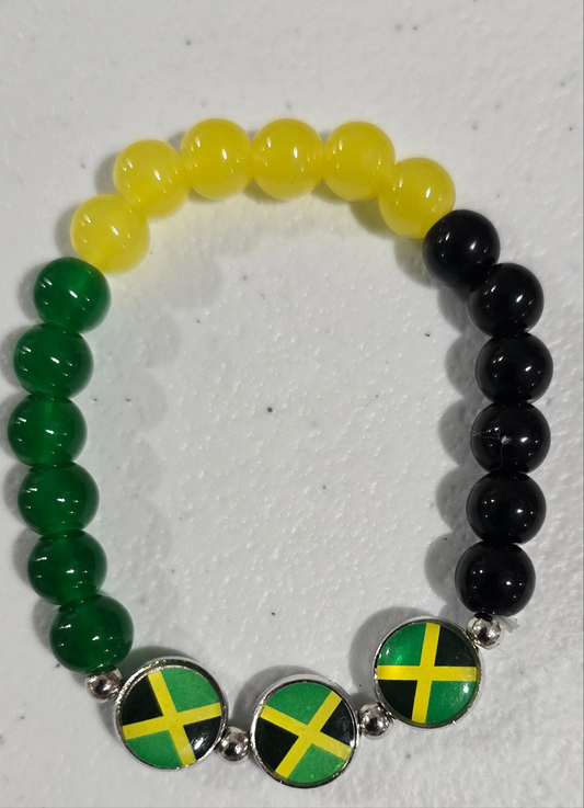 Jamaica flag beaded bracelet black green and yellow colors – KEST Collective