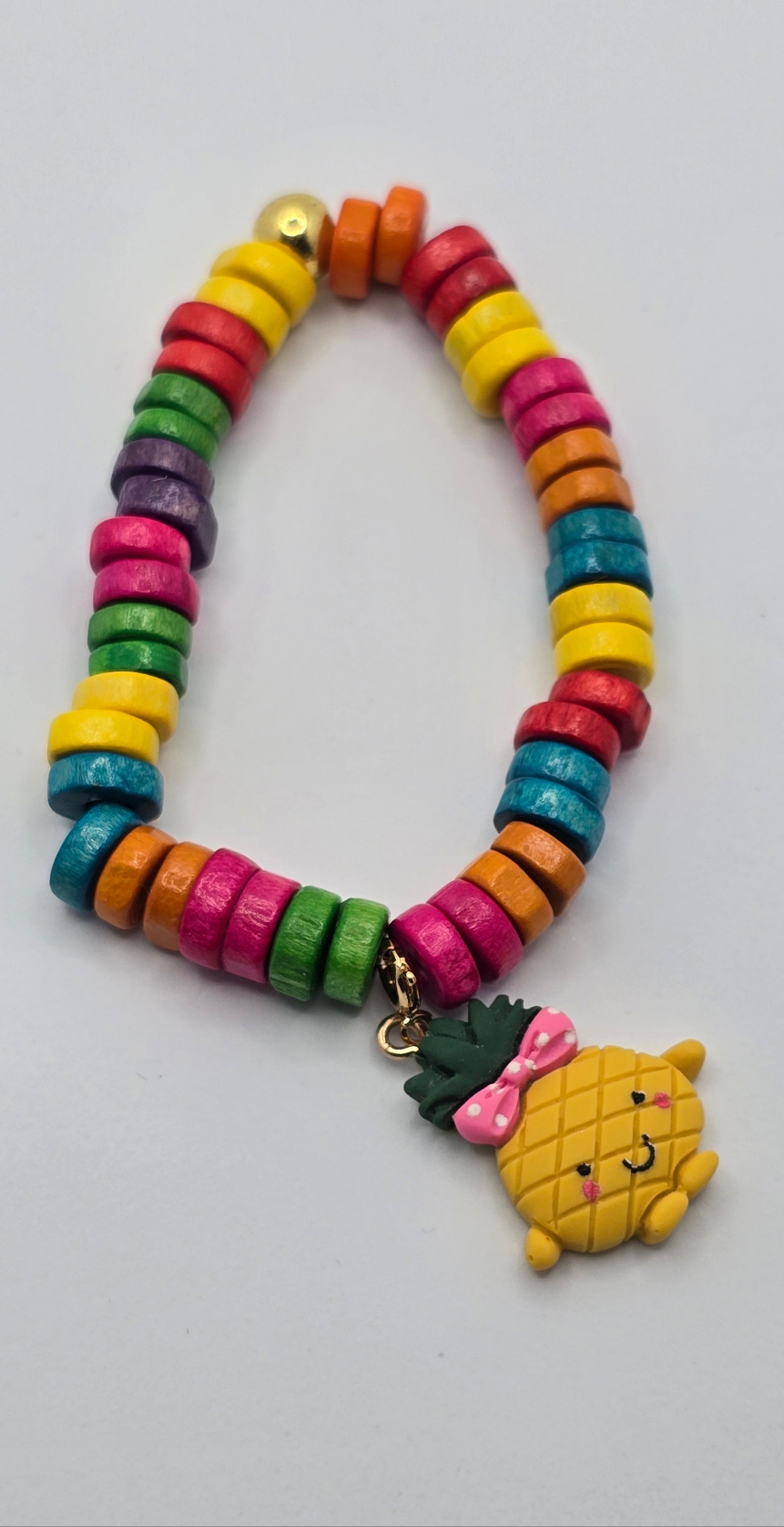 Wood Crayon Bracelet with pineapple Charm