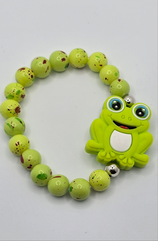 Kids Green Frog Charm Bracelet
