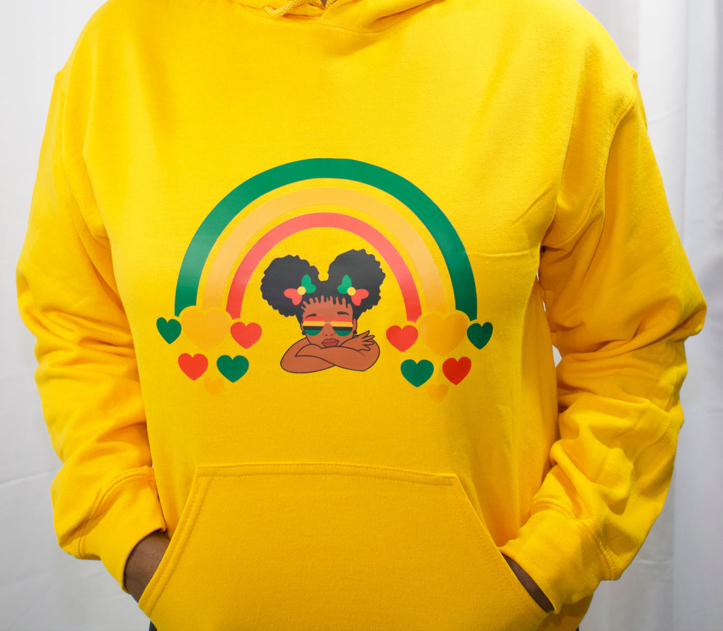 Black Girl with Afro Puffs Hooded Sweatshirt - Adult