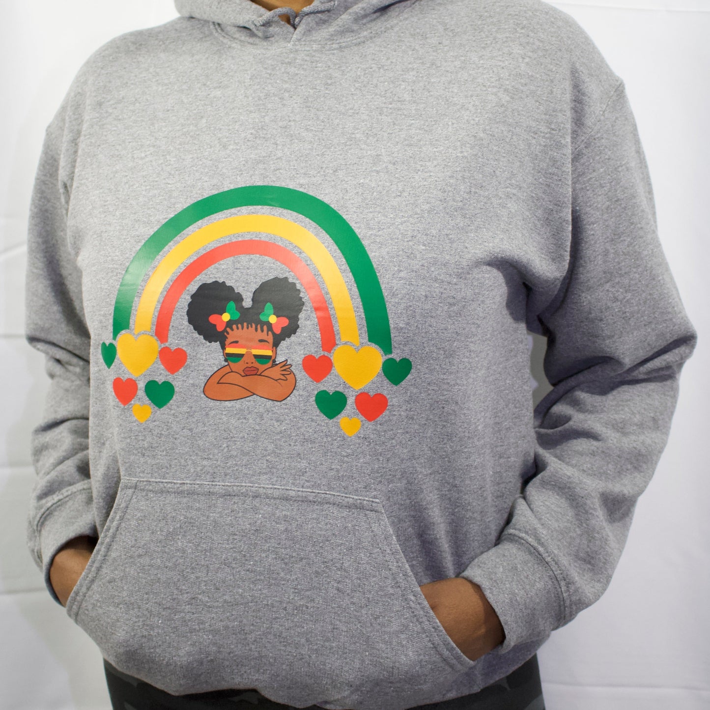 Black Girl with Afro Puffs Hooded Sweatshirt - Adult