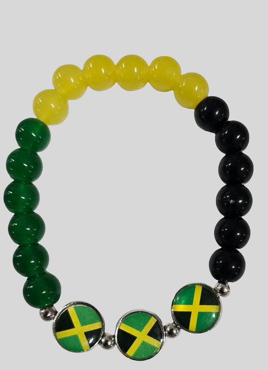 Jamaica flag beaded bracelet black green and yellow colors – KEST Collective
