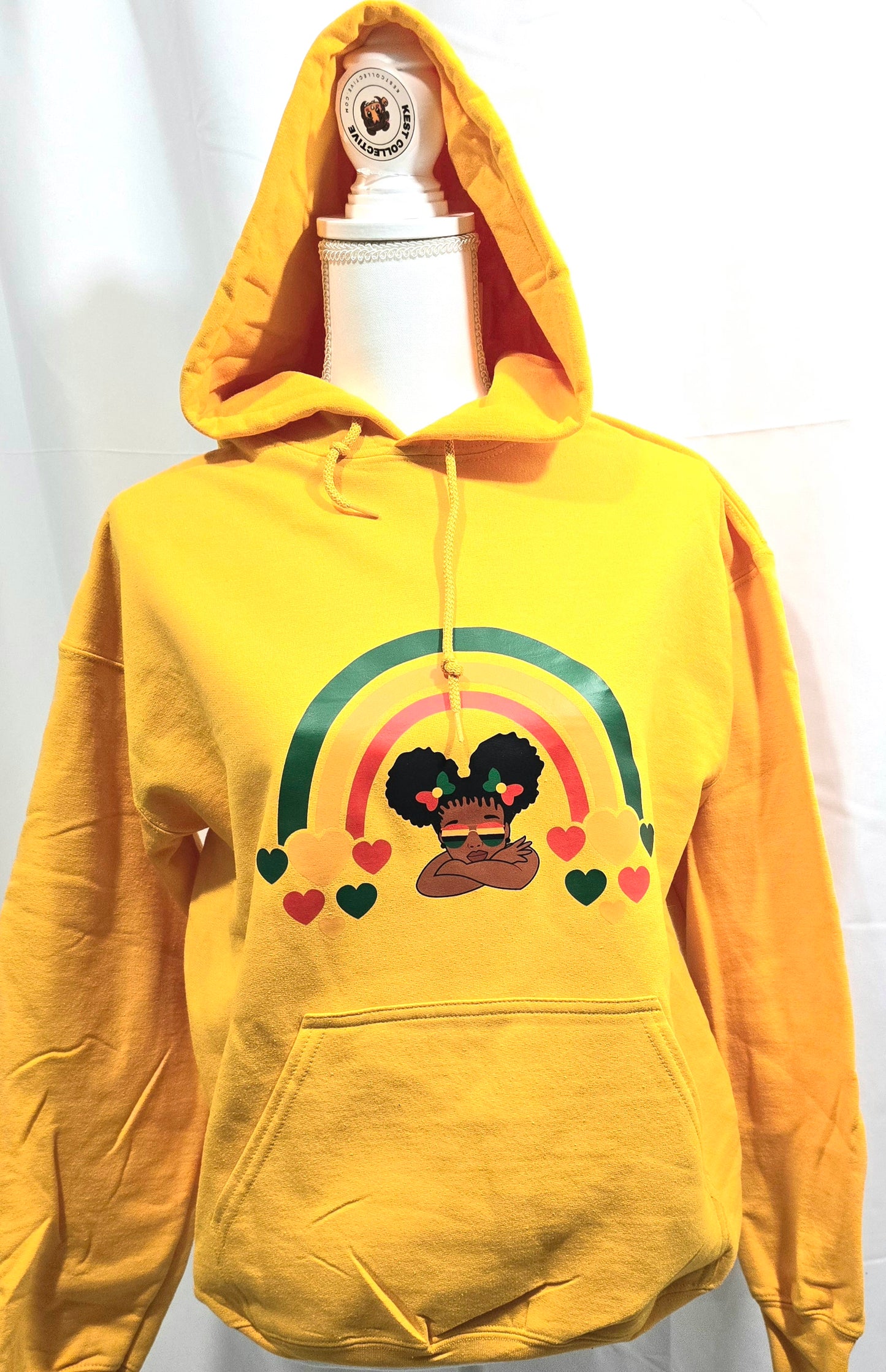 Kids Black Girl with Afro Puffs Hooded Sweatshirt