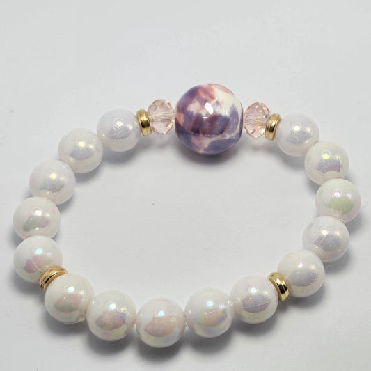 Classy Pearl Bracelet with multi colored charm