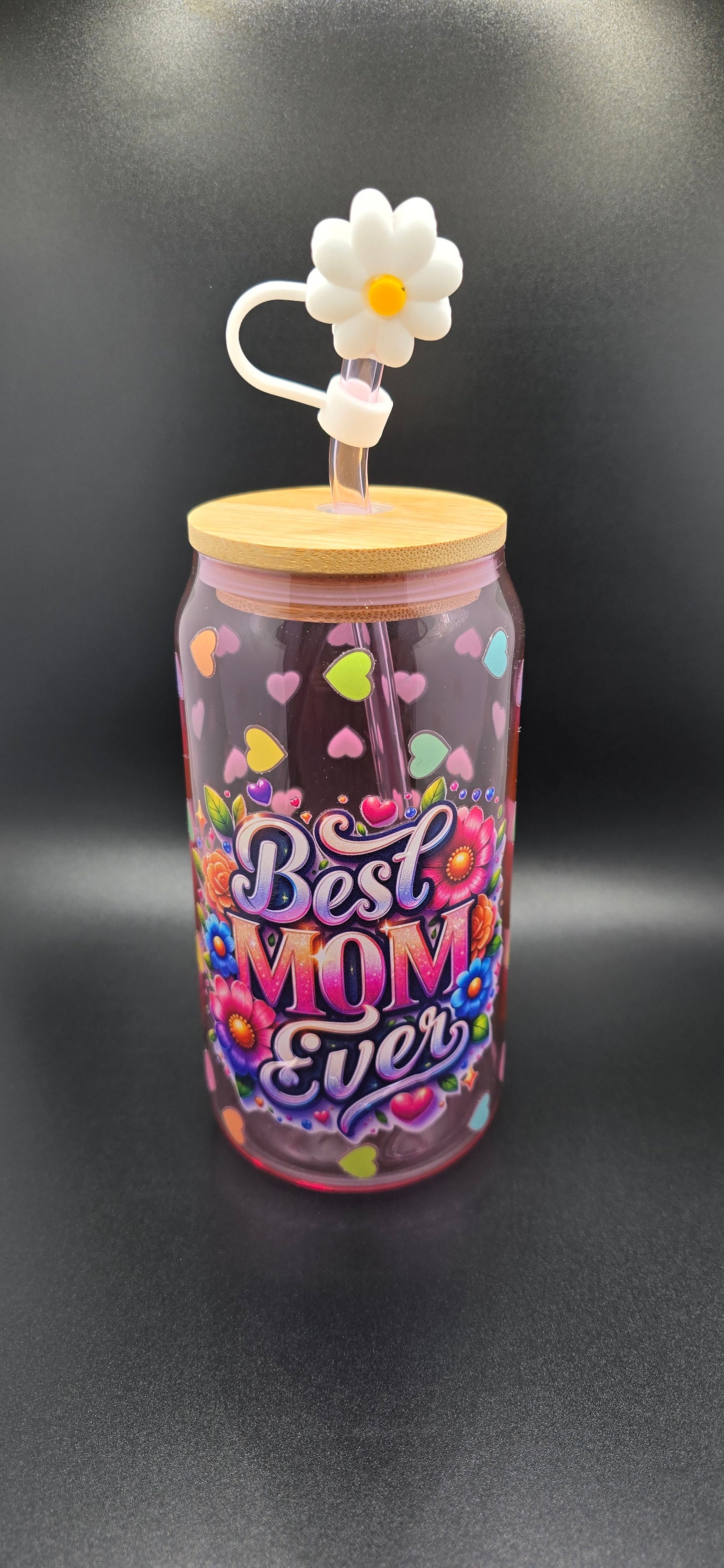Mother's Day Pink "Best Mom Ever" Glass Tumbler