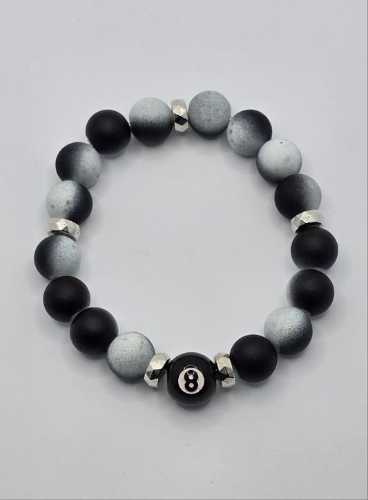 🎱 8-Ball Matte Black & Grey Bracelet 🖤