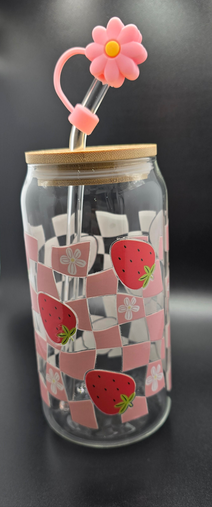 Strawberry Design Glass Tumbler