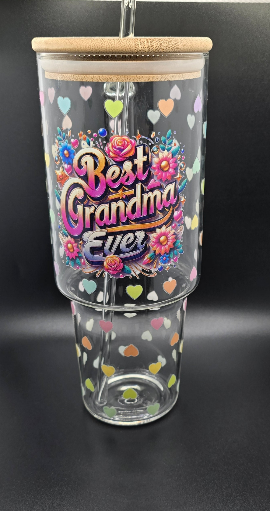 Mother's Day Pink "Best Grandma Ever" Jumbo Glass Tumbler