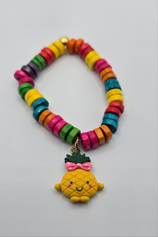 Wood Crayon Bracelet with pineapple Charm