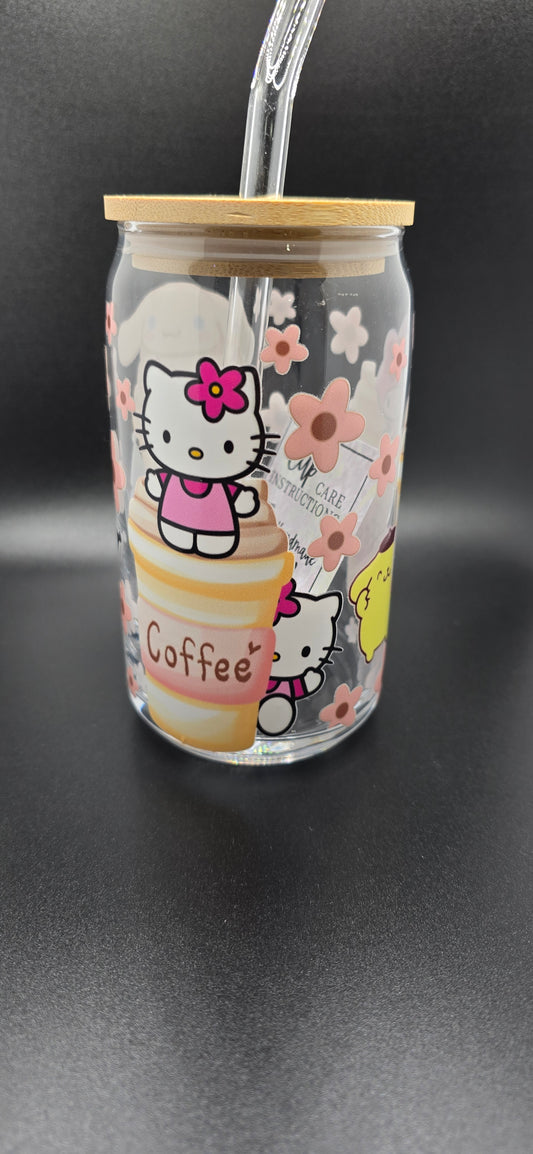 Hello Kitty Coffee Glass Tumbler – 16oz