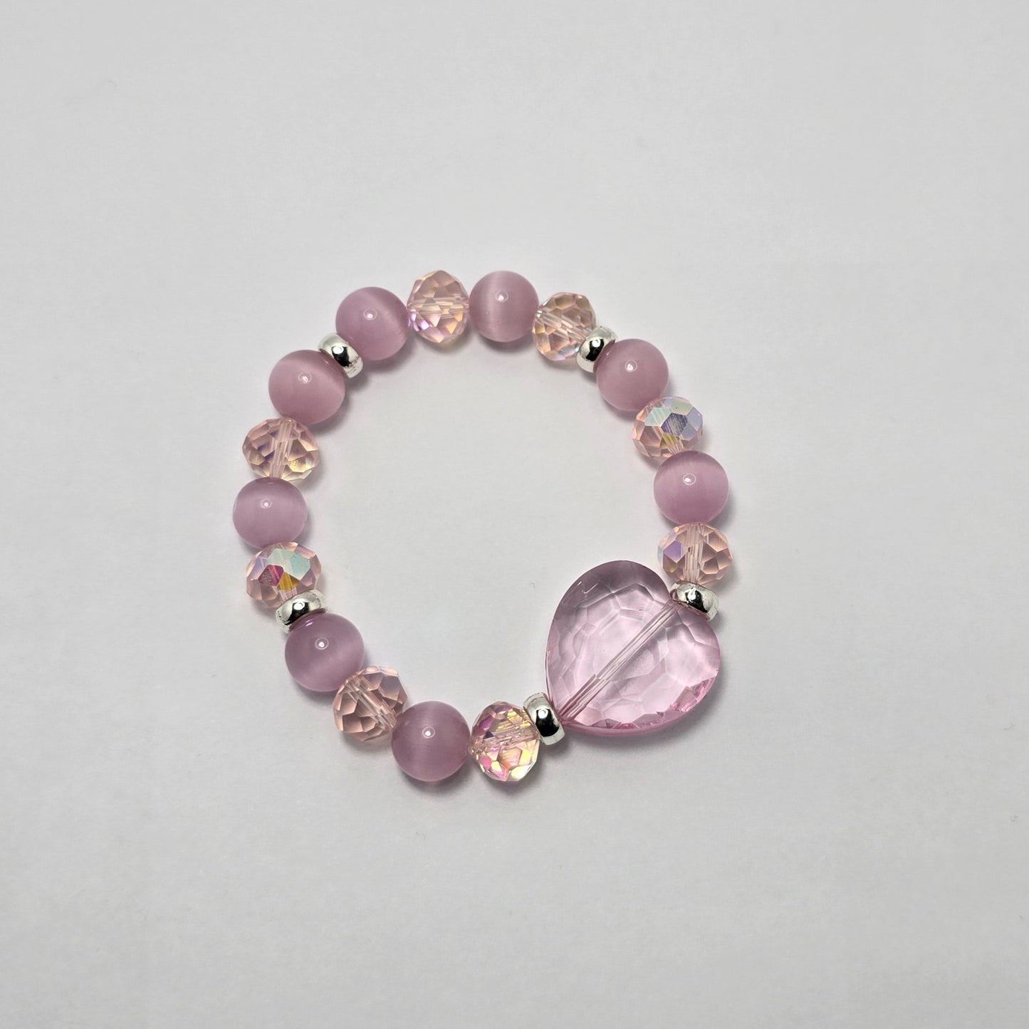 Double Pink Bracelet with heart charm