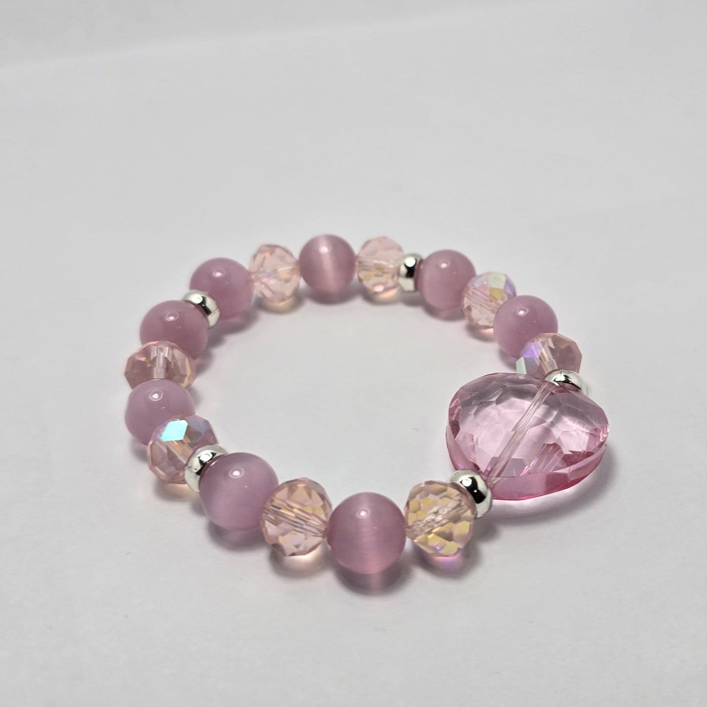 Double Pink Bracelet with heart charm