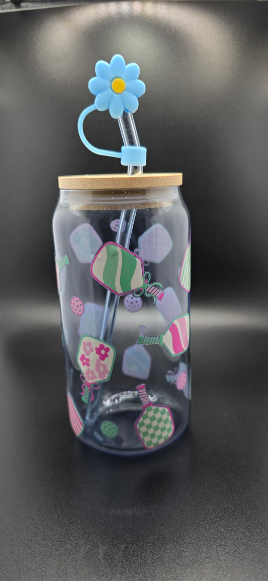 Clear Pickle Ball Glass Tumbler