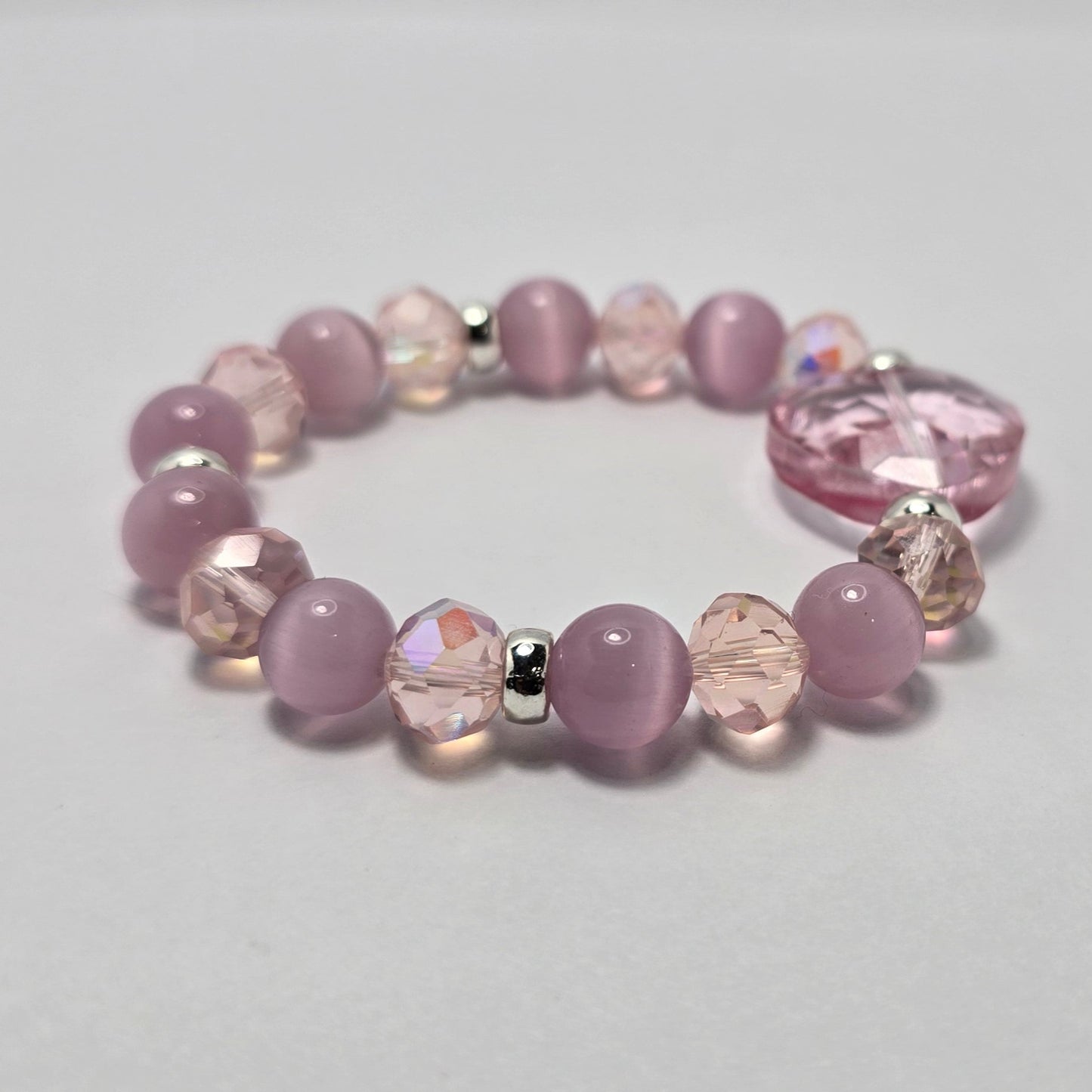 Double Pink Bracelet with heart charm